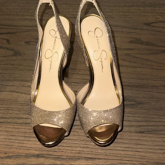 Jessica Simpson Sparkle Gold Slingback Heels - Picture 3 of 12